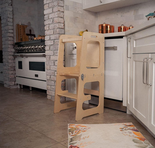 Wooden Toddler Learning Tower | 4-in-1 Multifunctional | Safe & Grow with Me Design