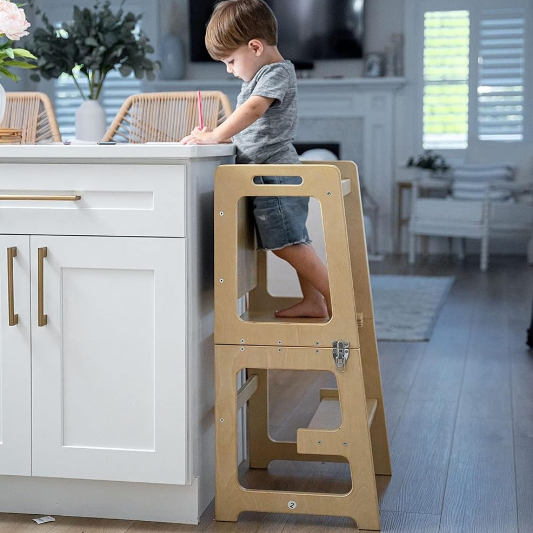 Wooden Toddler Learning Tower | 4-in-1 Multifunctional | Safe & Grow with Me Design