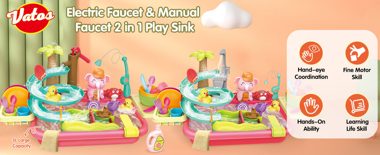 AquaFun PlayPark Water Play Table – Educational Water Toys with Fountain, Slide & Animals | For Indoor & Outdoor Use | Ages 2–6 Years